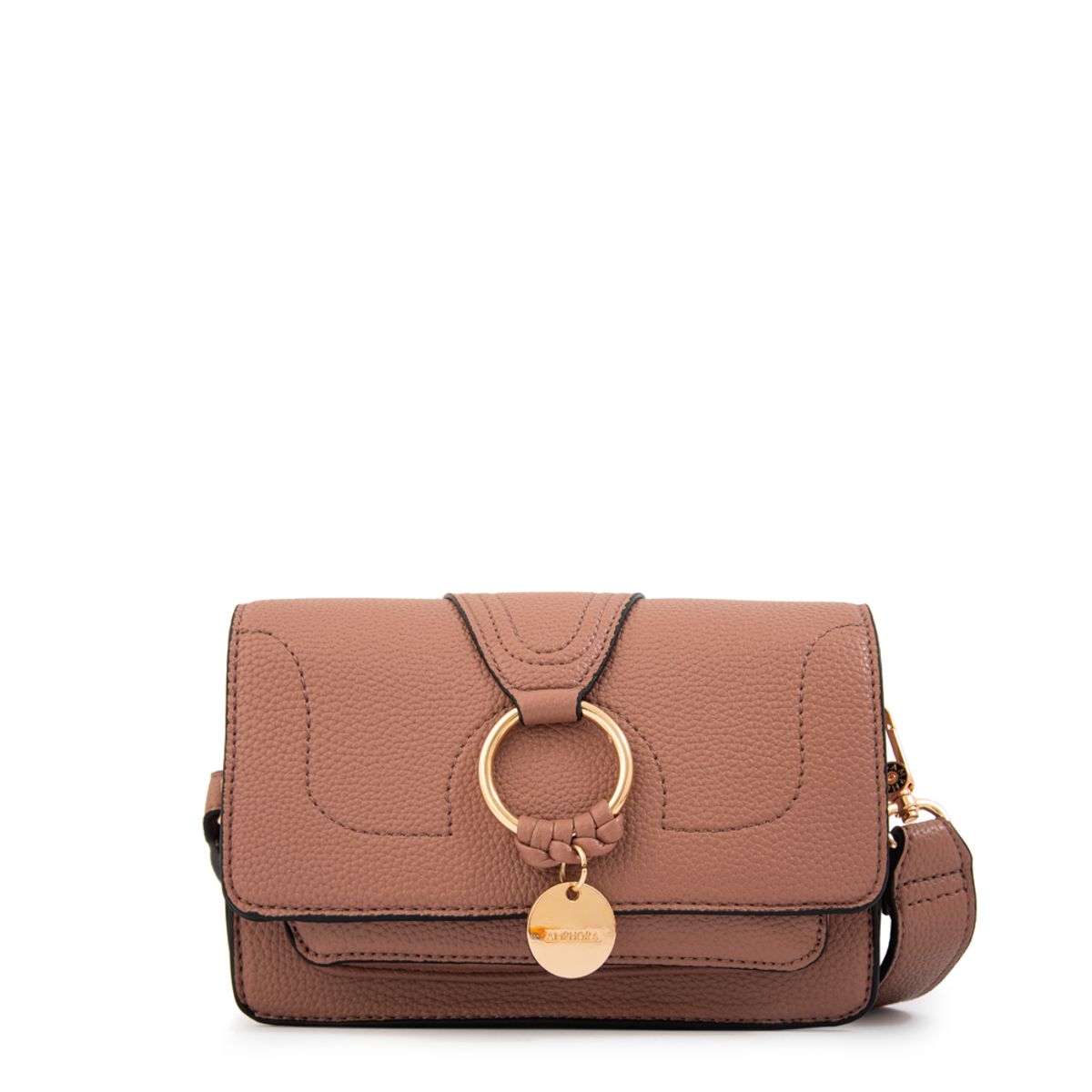 AMPHORA - Cartera bandolera con tapa marla pequeña rosa viejo