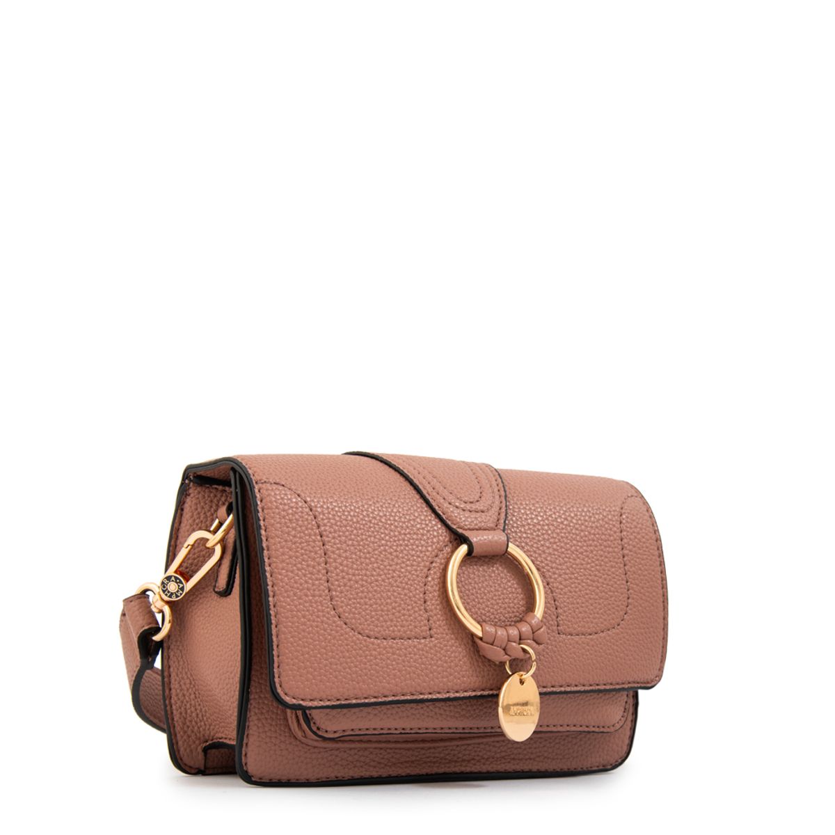 AMPHORA - Cartera bandolera con tapa marla pequeña rosa viejo