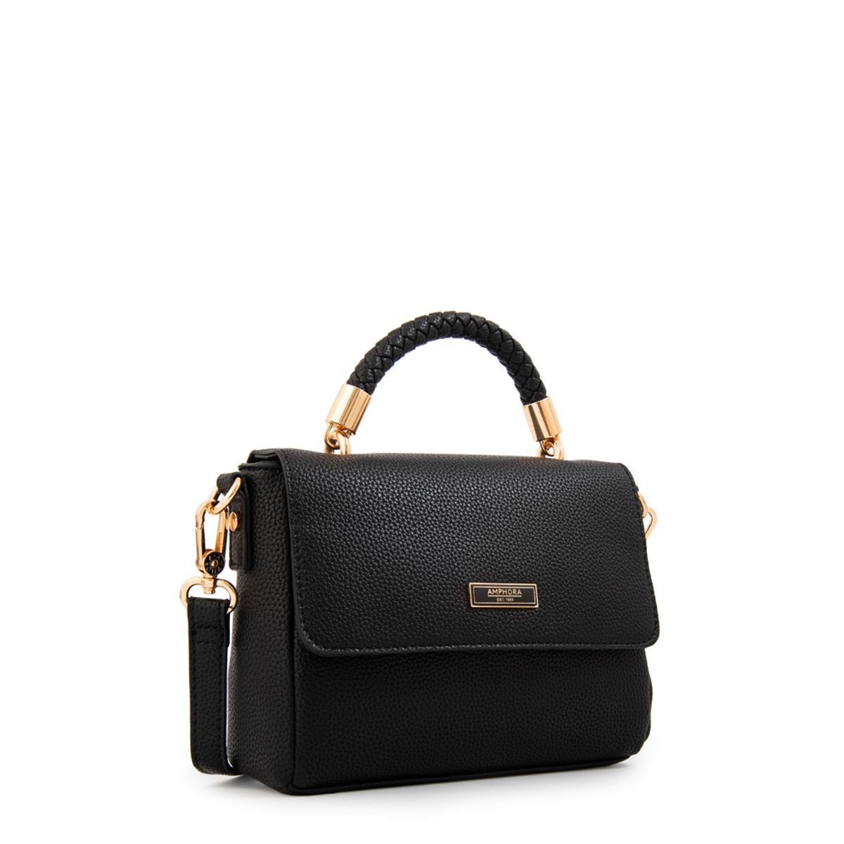 AMPHORA - Cartera bandolera con tapa rosy pequeña negro