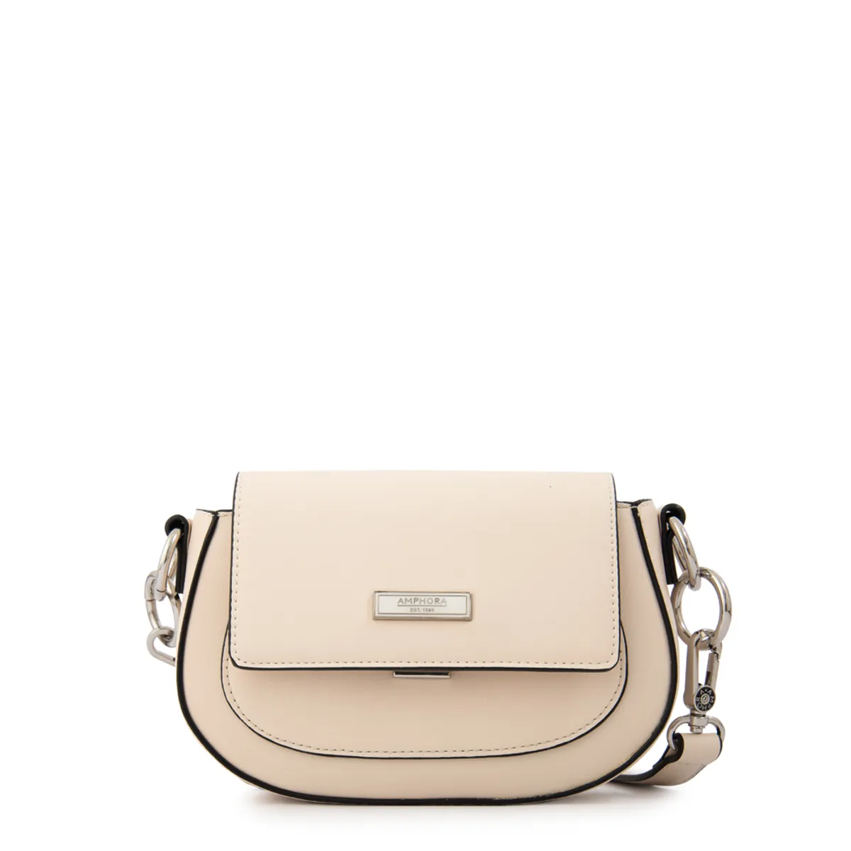 AMPHORA - Cartera bandolera con tapa xime pequeña blanco crudo