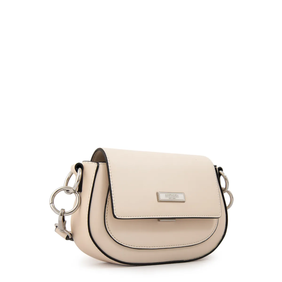 AMPHORA - Cartera bandolera con tapa xime pequeña blanco crudo
