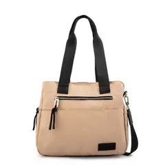 AMPHORA - Cartera tote tres divisiones adelina mediana beige