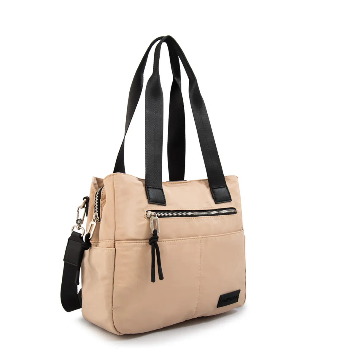 AMPHORA - Cartera tote tres divisiones adelina mediana beige