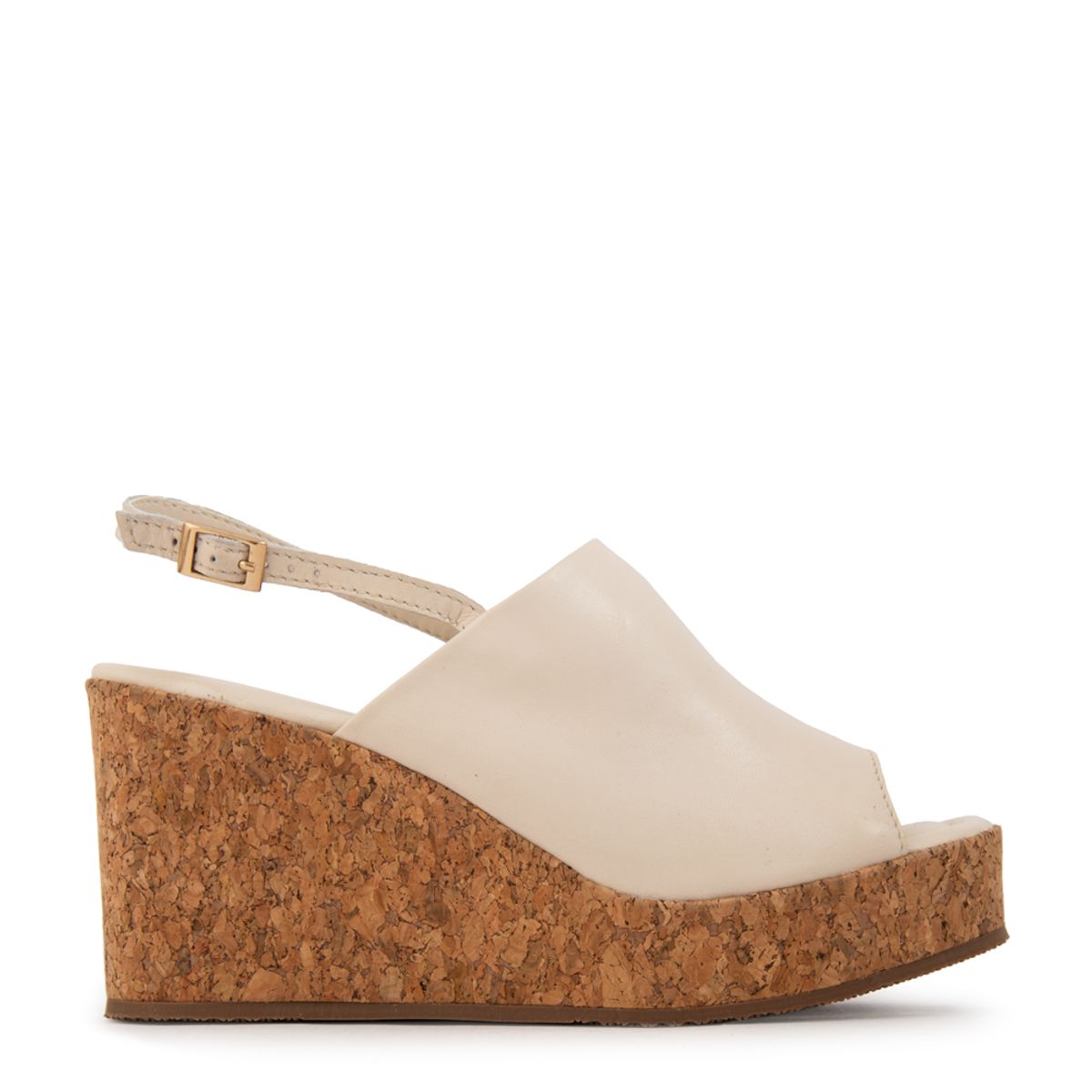 AMPHORA - Sandalia amber cuero blanco crudo