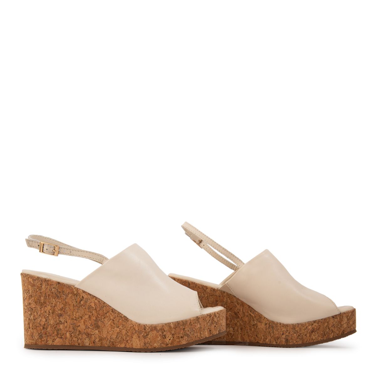 AMPHORA - Sandalia amber cuero blanco crudo