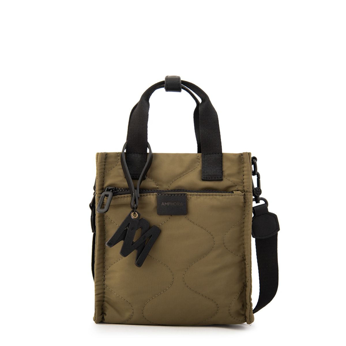 AMPHORA - Cartera bandolera grisel pequeña verde oliva