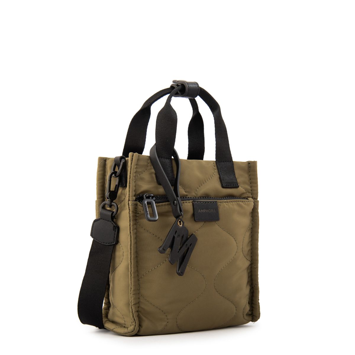 AMPHORA - Cartera bandolera grisel pequeña verde oliva