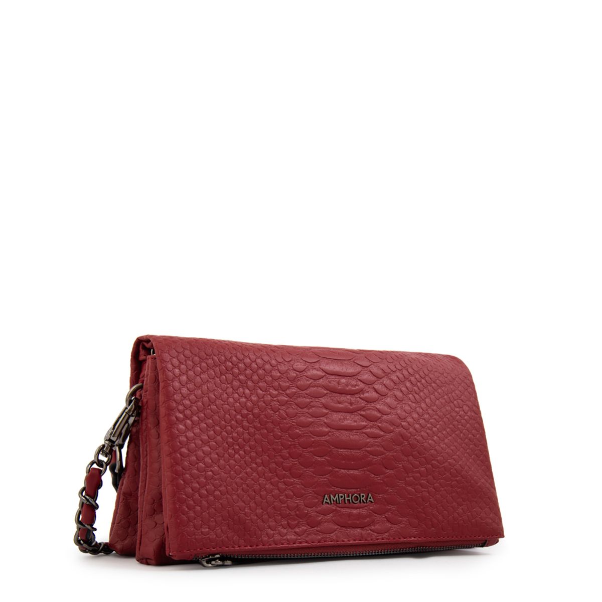 AMPHORA - Cartera bandolera con tapa alvar mediana rojo oscuro