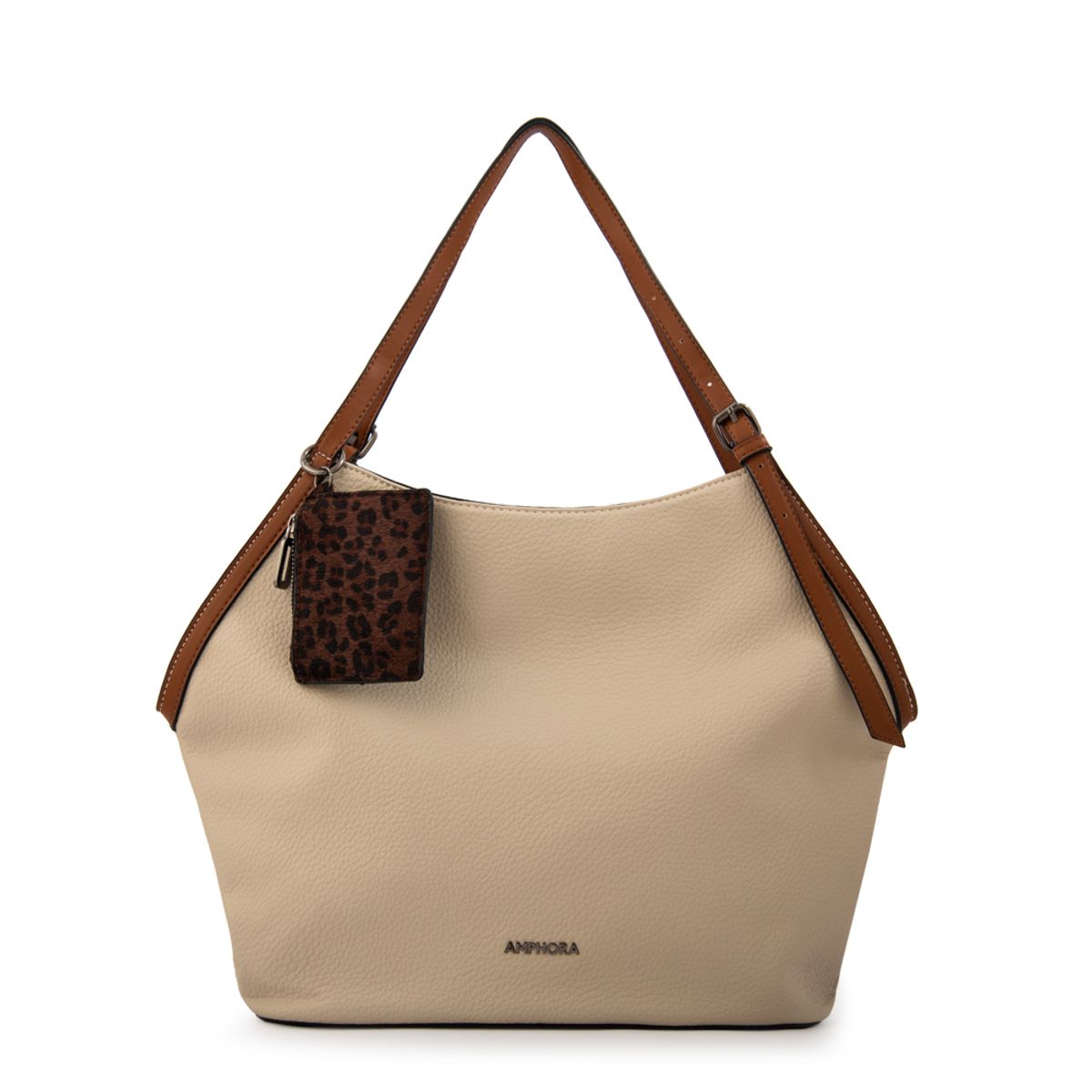 AMPHORA - Cartera tote bois grande blanco crudo