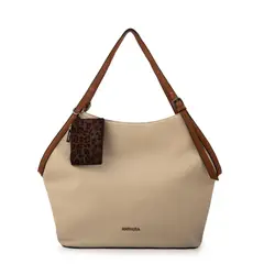 AMPHORA - Cartera tote bois grande blanco crudo