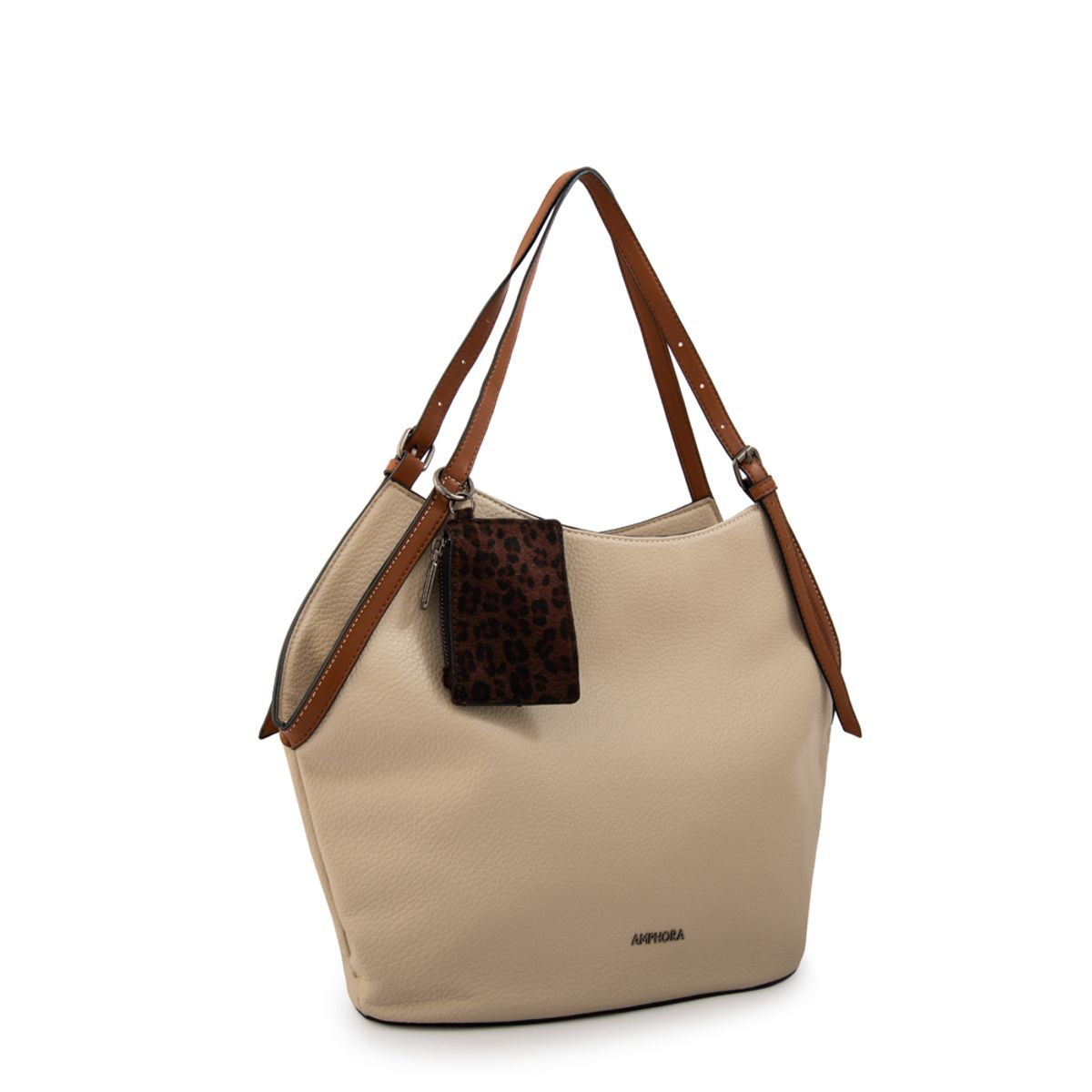 AMPHORA - Cartera tote bois grande blanco crudo