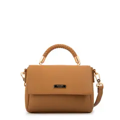 AMPHORA - Cartera bandolera con tapa rosy pequeña camel