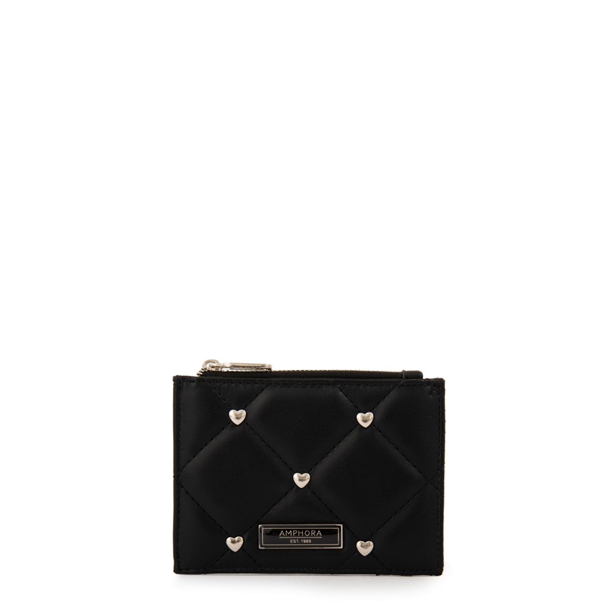AMPHORA - Monedero tarjetero heder pequeña negro