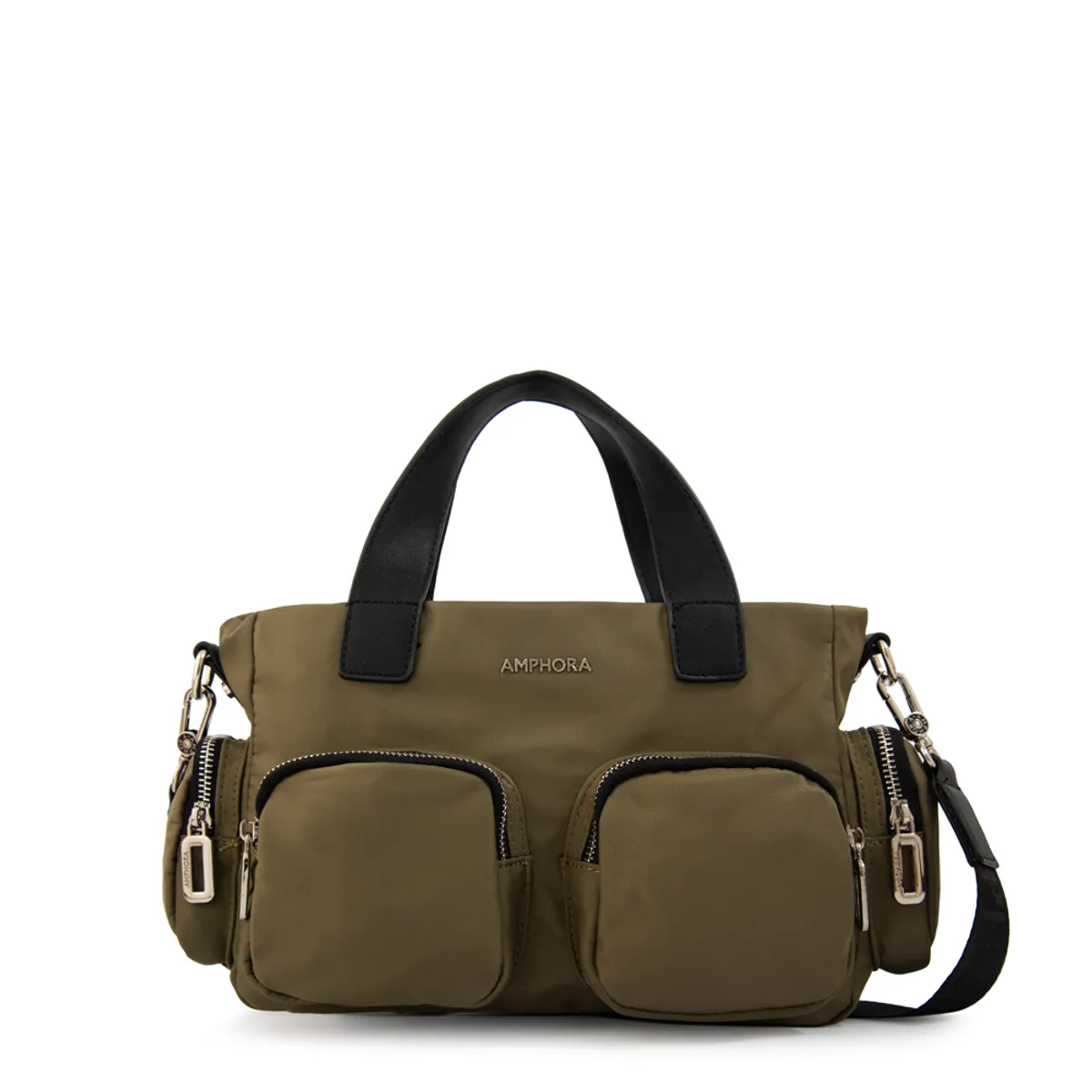 AMPHORA - Cartera bandolera teri mediana verde oliva