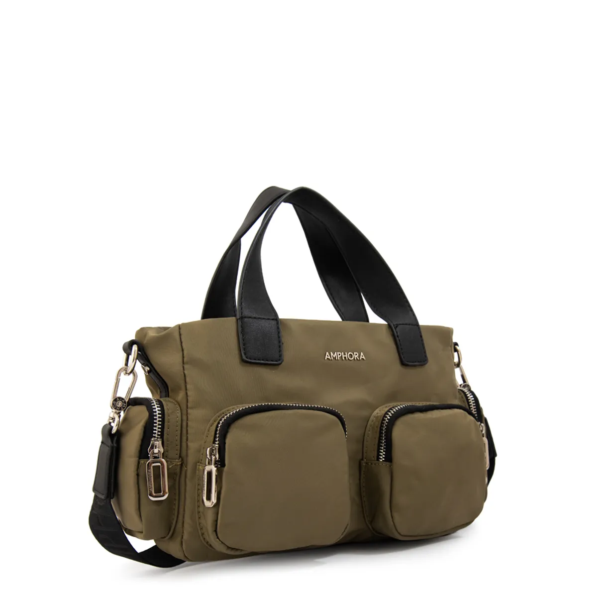 AMPHORA - Cartera bandolera teri mediana verde oliva