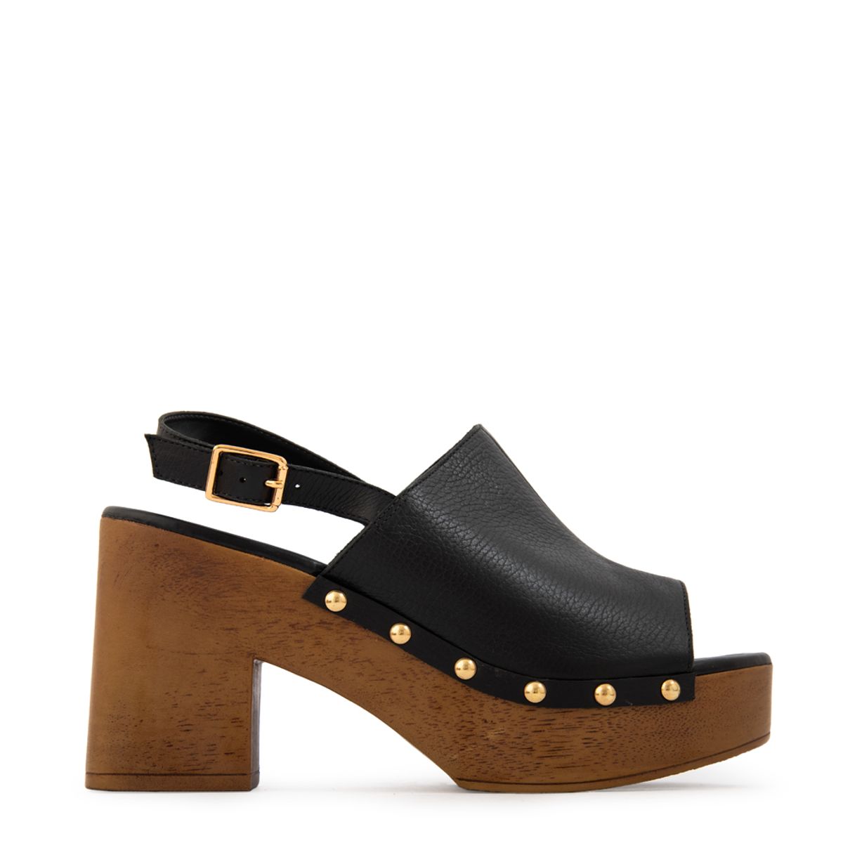 AMPHORA - Sandalia solana cuero negro