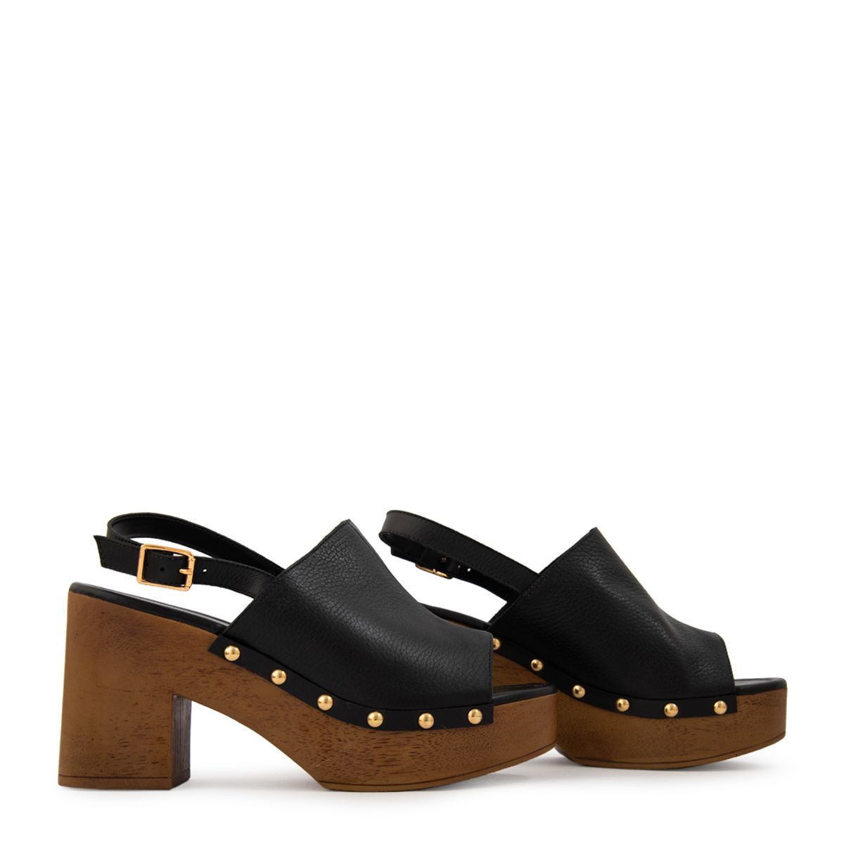 AMPHORA - Sandalia solana cuero negro