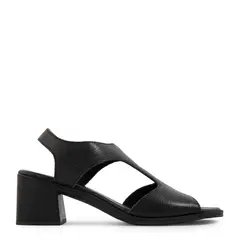 AMPHORA - Sandalia bianca cuero negro