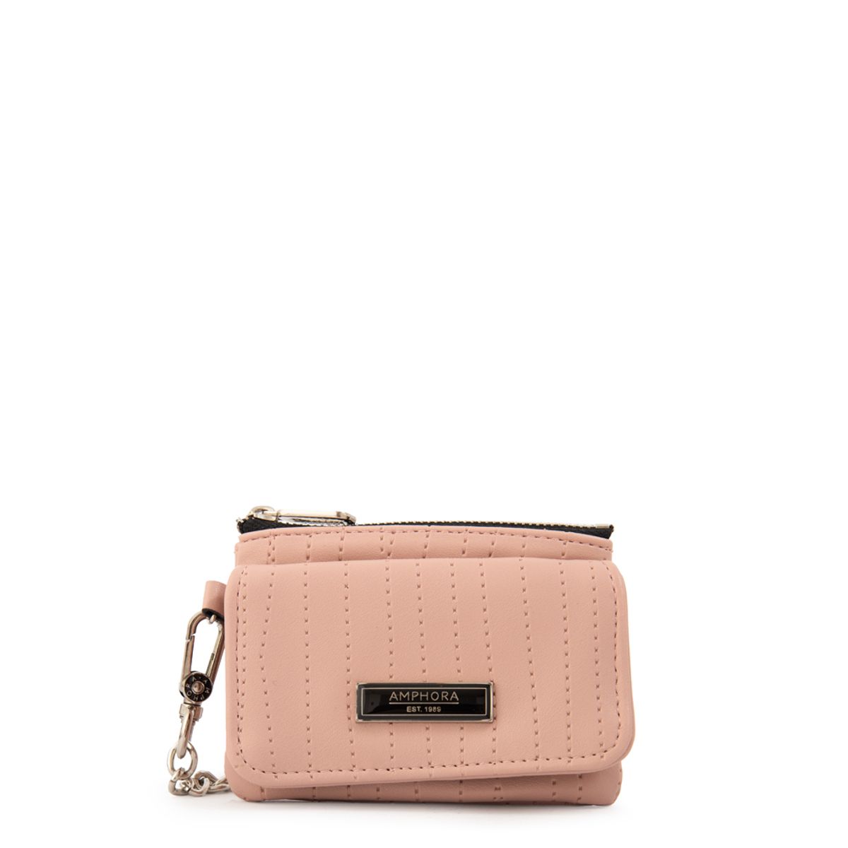 AMPHORA - Monedero con bolsillo frontal guinea pequeña rosado claro