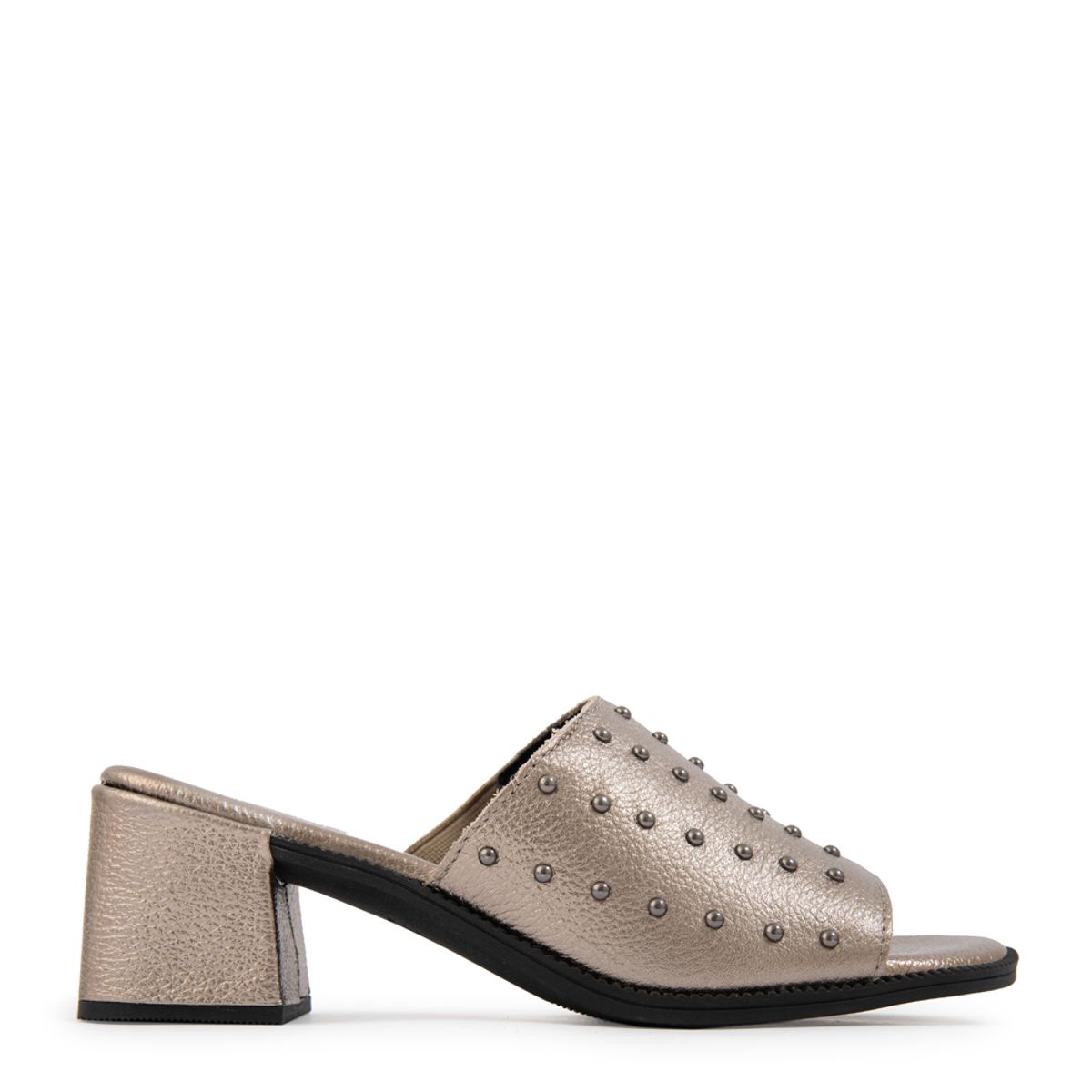 AMPHORA - Sandalia coral cuero plateado oscuro