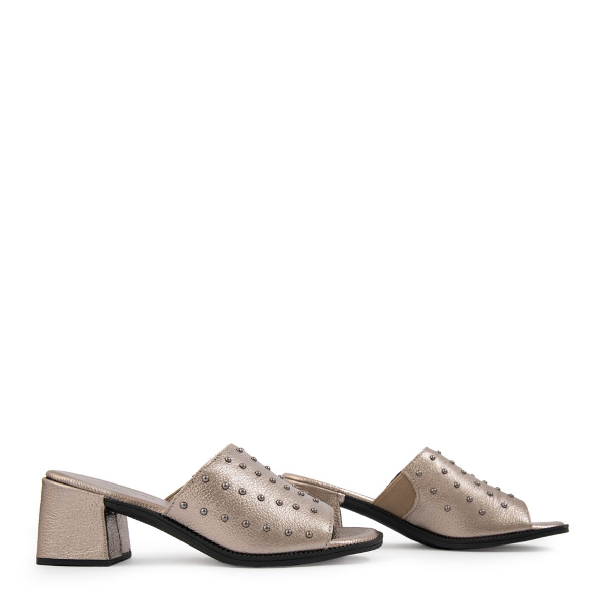 AMPHORA - Sandalia coral cuero plateado oscuro