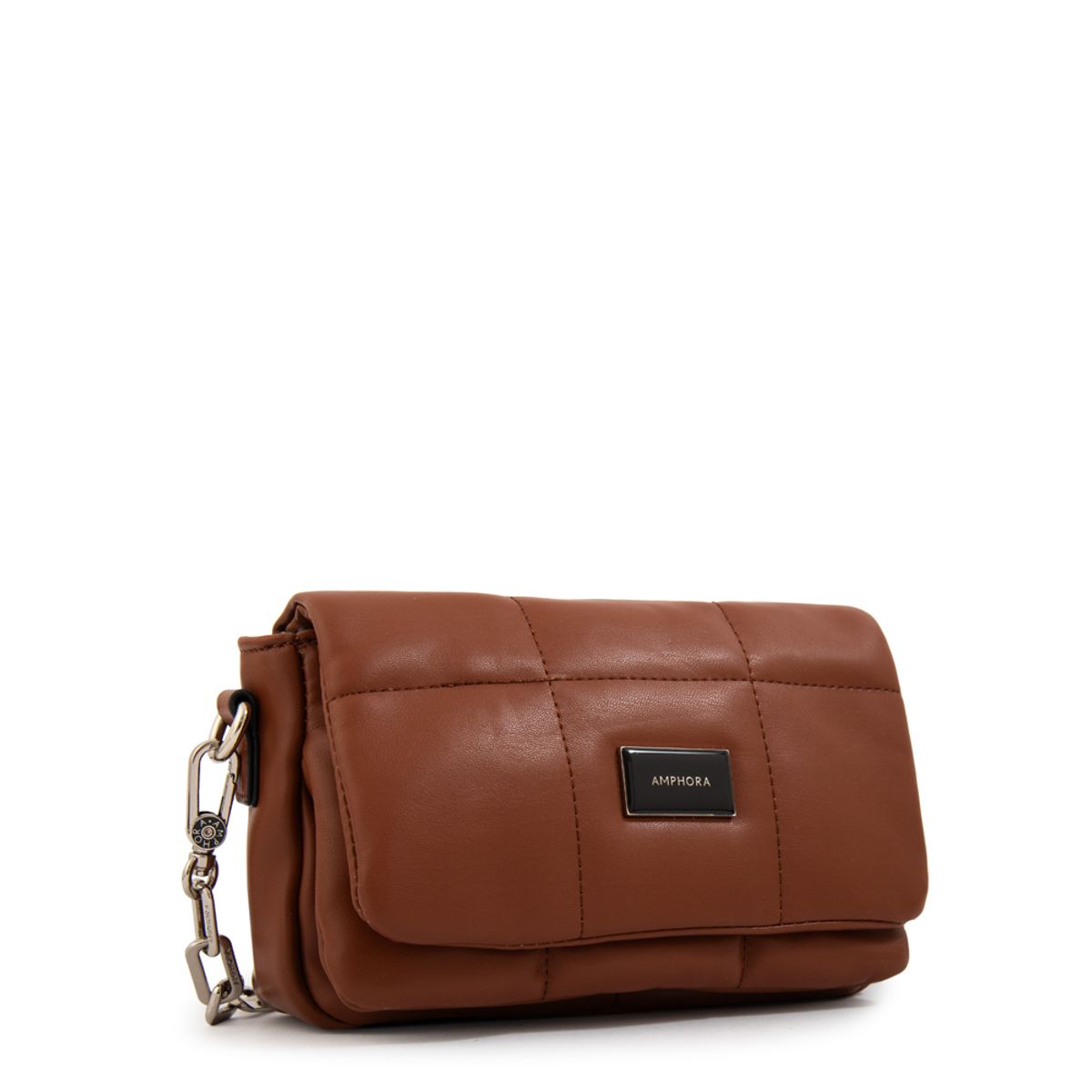 AMPHORA - Cartera bandolera con tapa vania mediana café