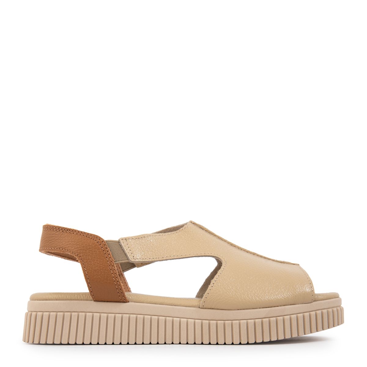 AMPHORA - Sandalia marina cuero beige