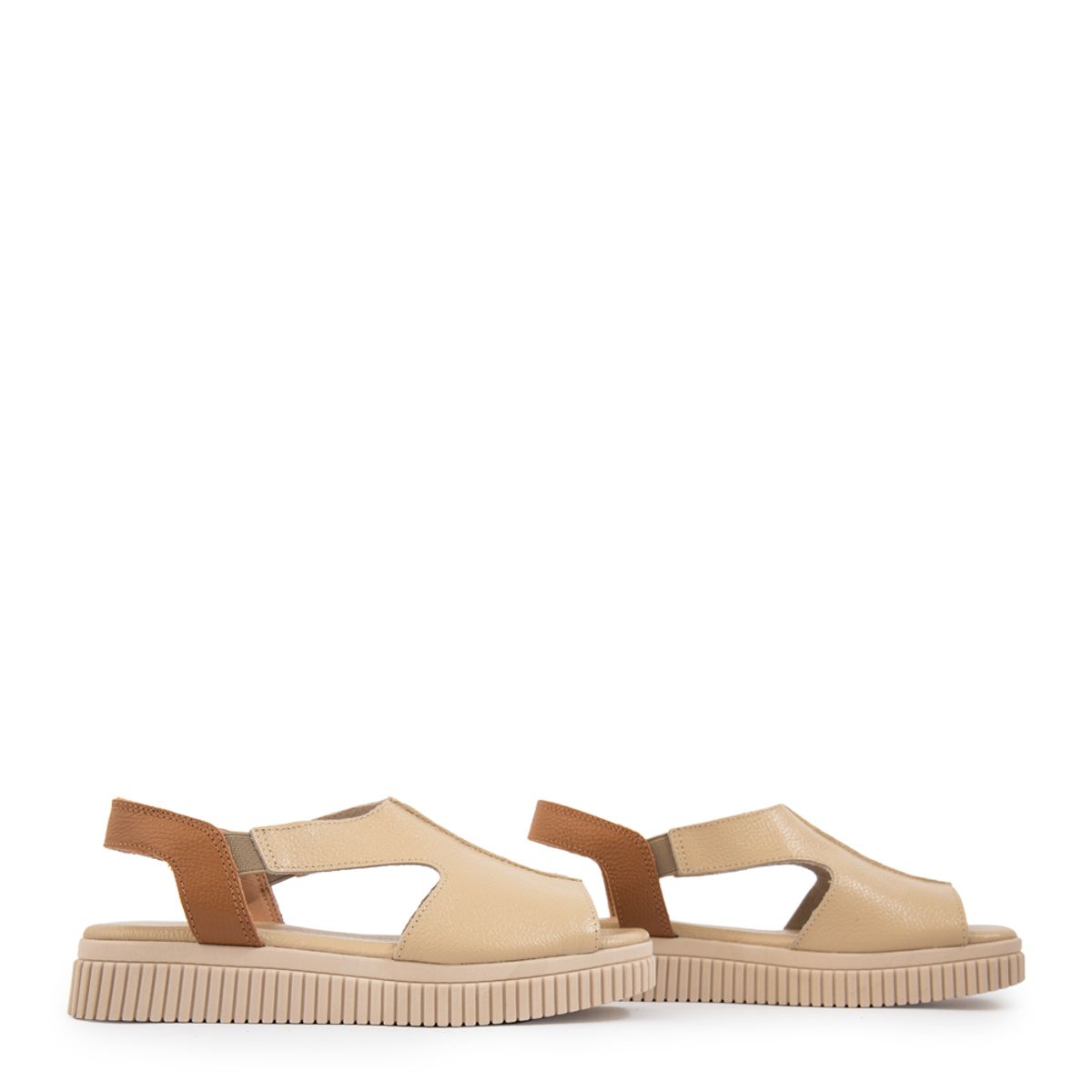 AMPHORA - Sandalia marina cuero beige