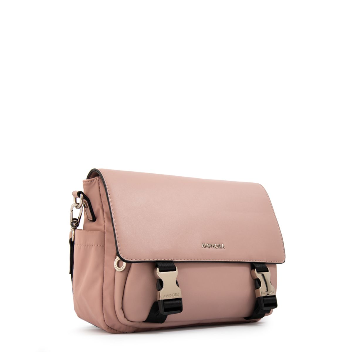 AMPHORA - Cartera bandolera con tapa lois mediana rosa viejo