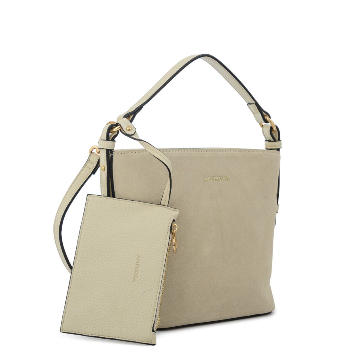 AMPHORA - Cartera bandolera renata mediana blanco crudo