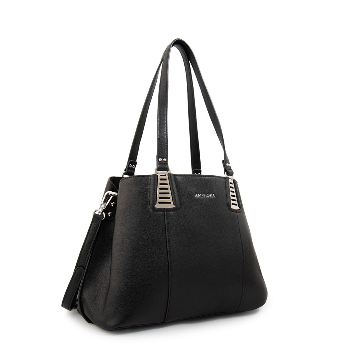 AMPHORA - Cartera tote tonina mediana negro