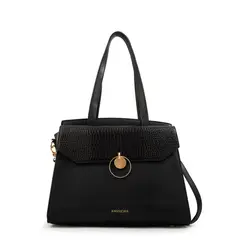 AMPHORA - Cartera tote con tapa maggie mediana negro especial