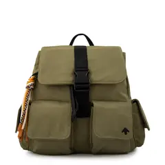 AMPHORA - Mochila con tapa tina mediana verde oliva