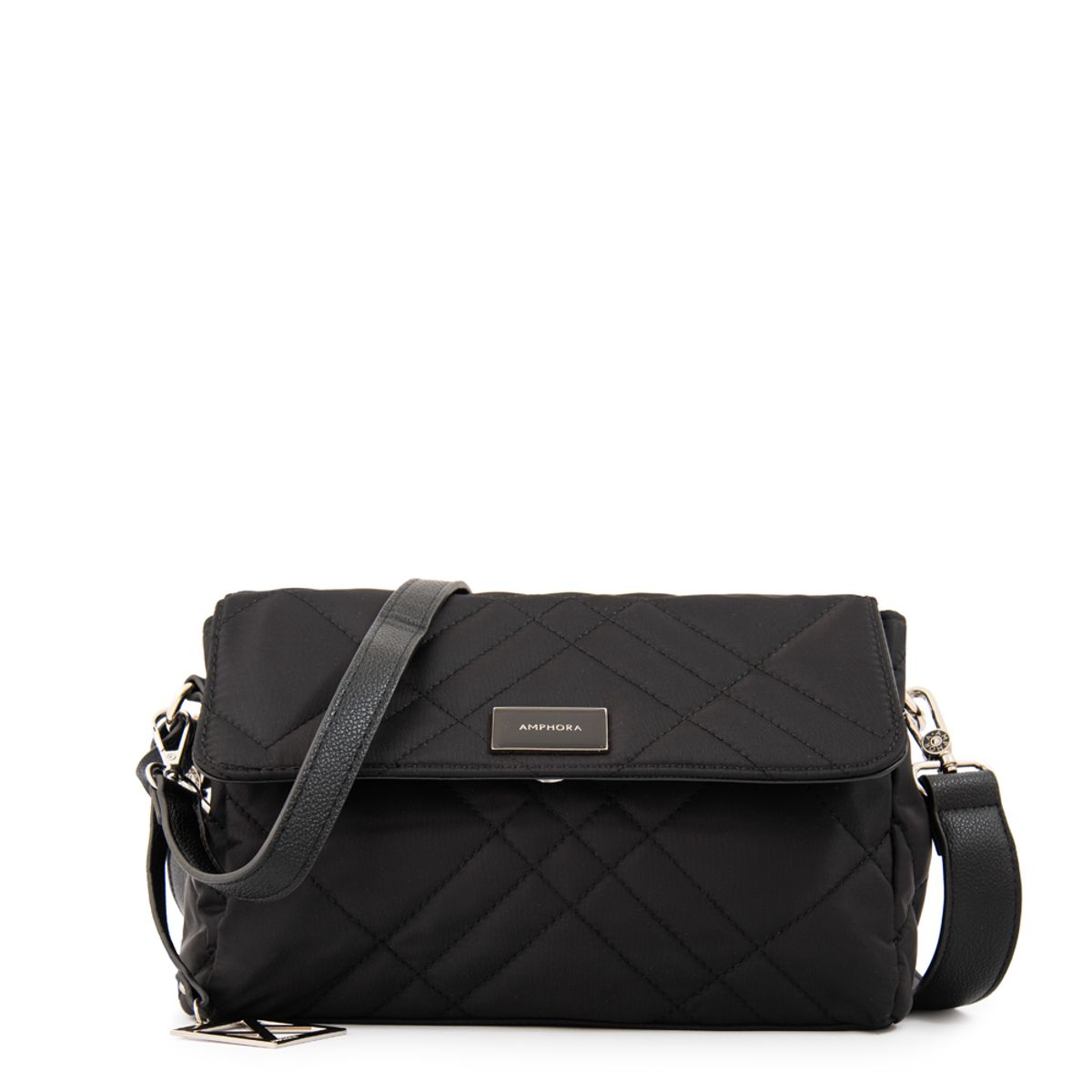 AMPHORA - Cartera bandolera con tapa anisa pequeña negro especial