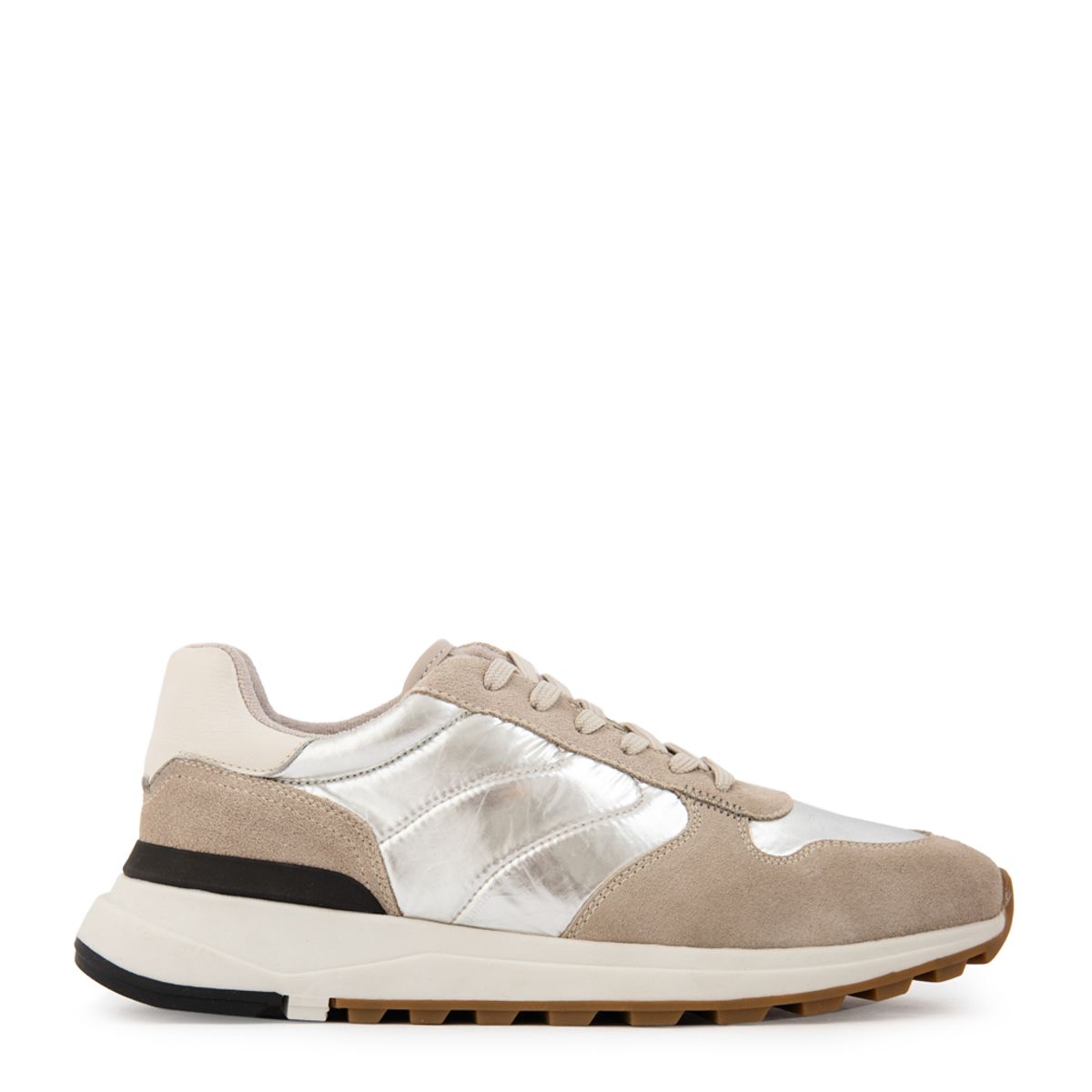 AMPHORA - Zapatilla kira cuero plateado