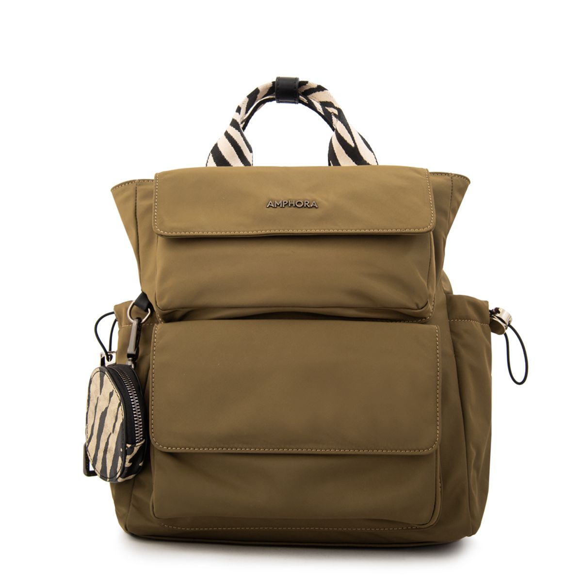 AMPHORA - Mochila francisca mediana verde oliva