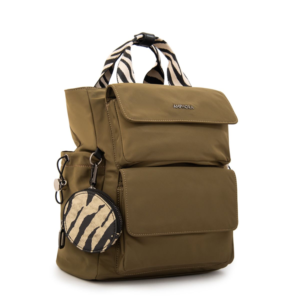 AMPHORA - Mochila francisca mediana verde oliva