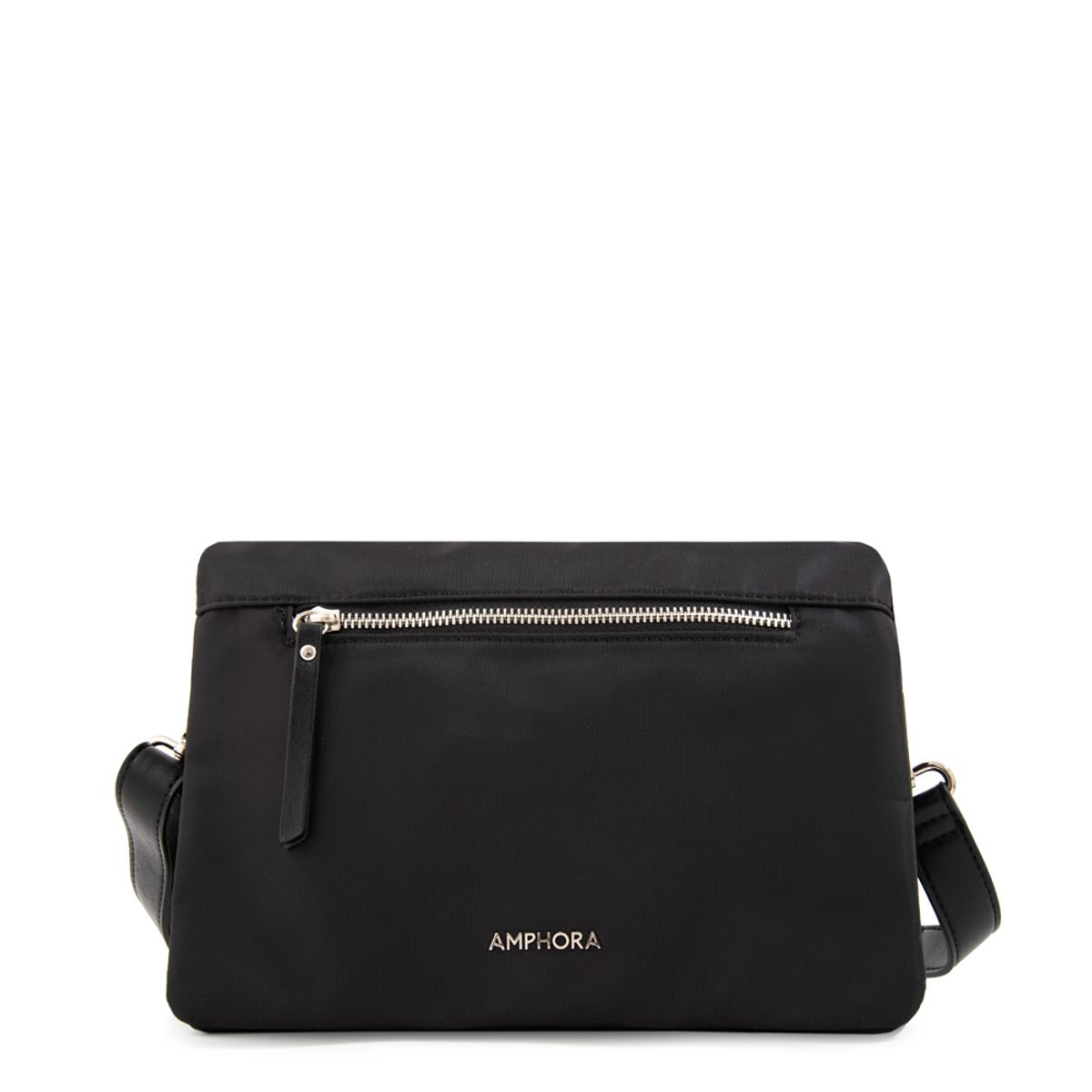 AMPHORA - Cartera bandolera con tapa valita mediana negro especial