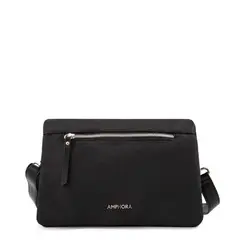 AMPHORA - Cartera bandolera con tapa valita mediana negro especial
