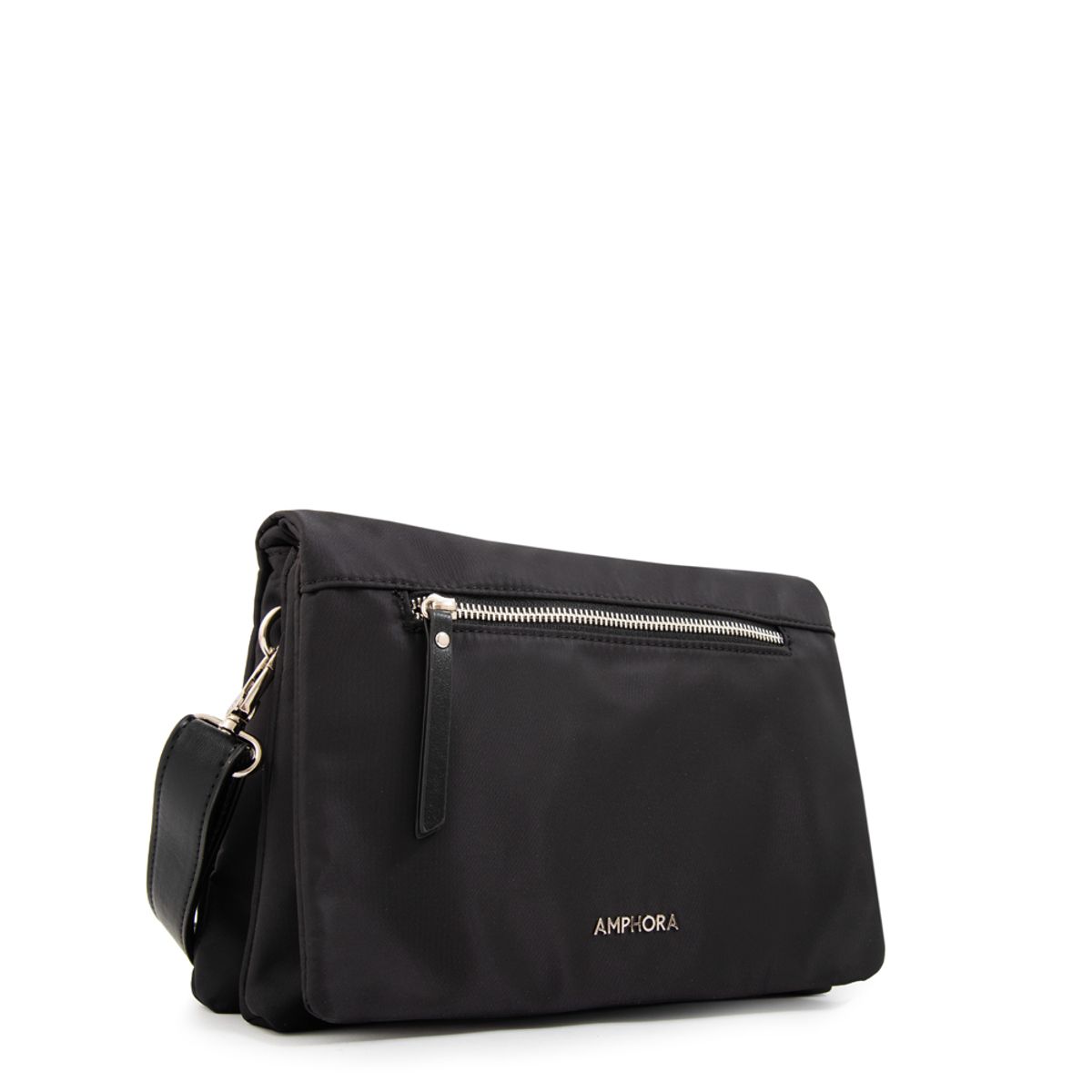 AMPHORA - Cartera bandolera con tapa valita mediana negro especial
