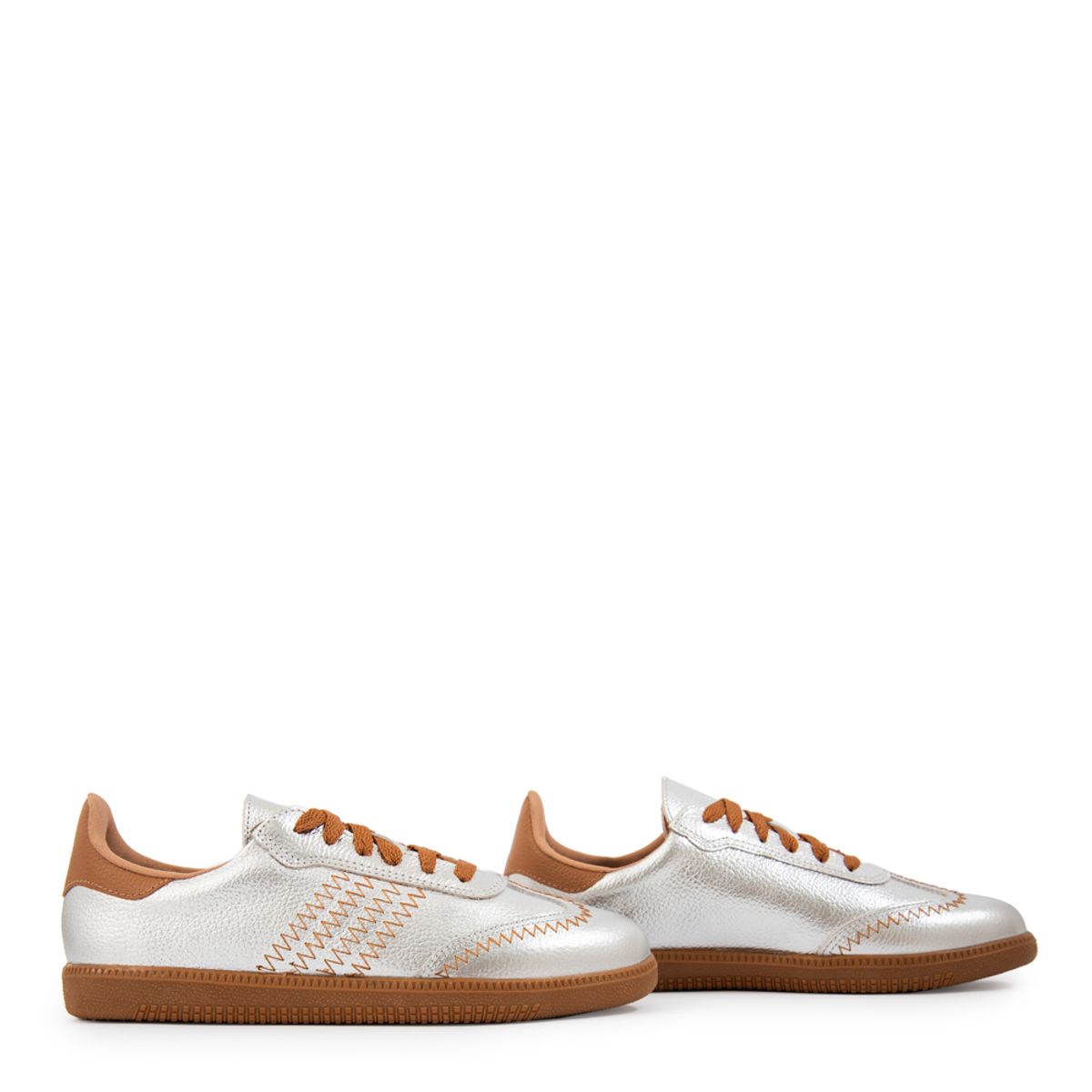 AMPHORA - Zapatilla stella cuero plateado