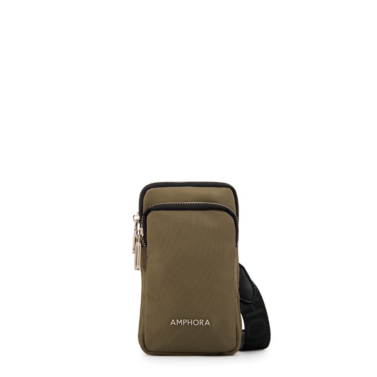 AMPHORA - Cartera bandolera porta celular teri pequeña verde oliva
