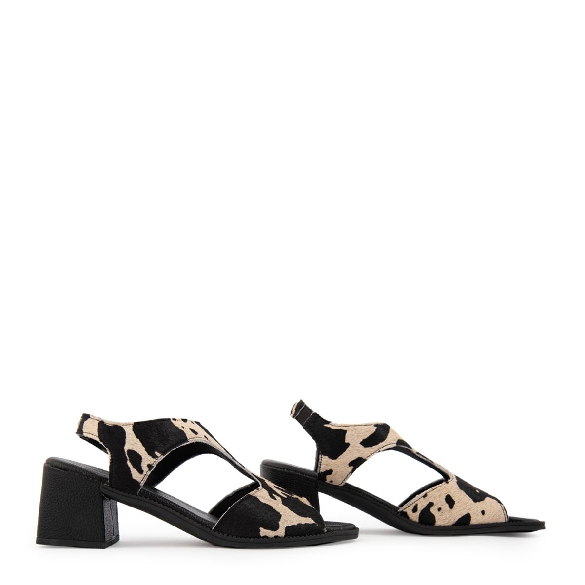 AMPHORA - Sandalia bianca cuero negro especial