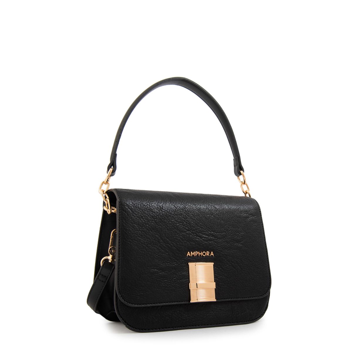 AMPHORA - Cartera bandolera con tapa fairy mediana negro especial