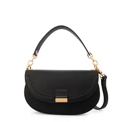 AMPHORA - Cartera bandolera con tapa clary pequeña negro