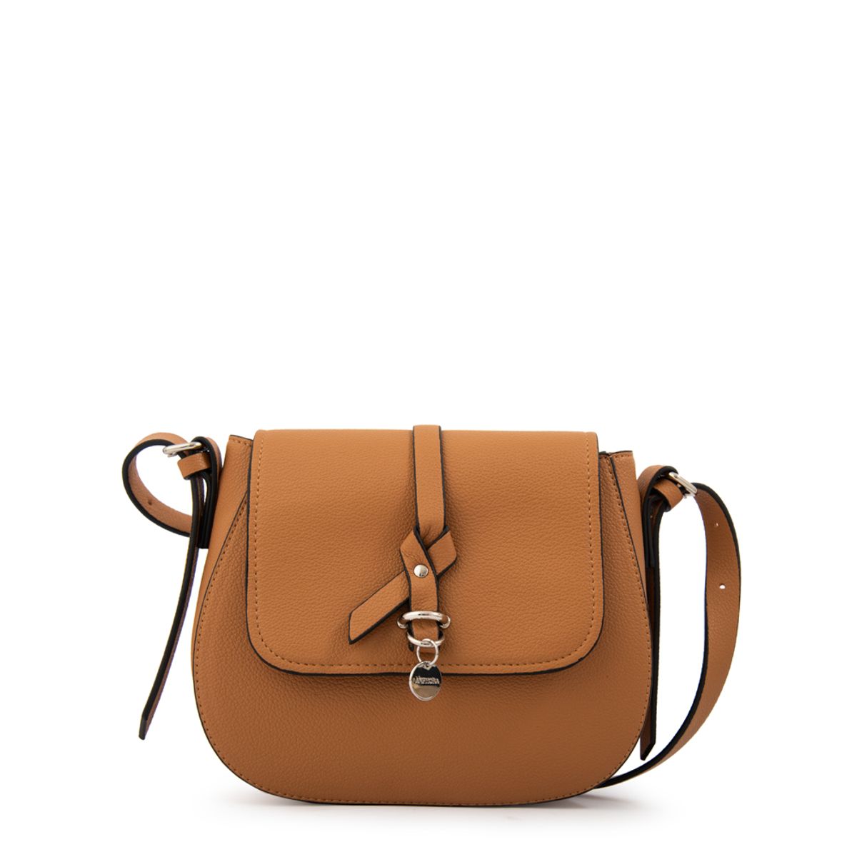 AMPHORA - Cartera bandolera con tapa lesage pequeña camel