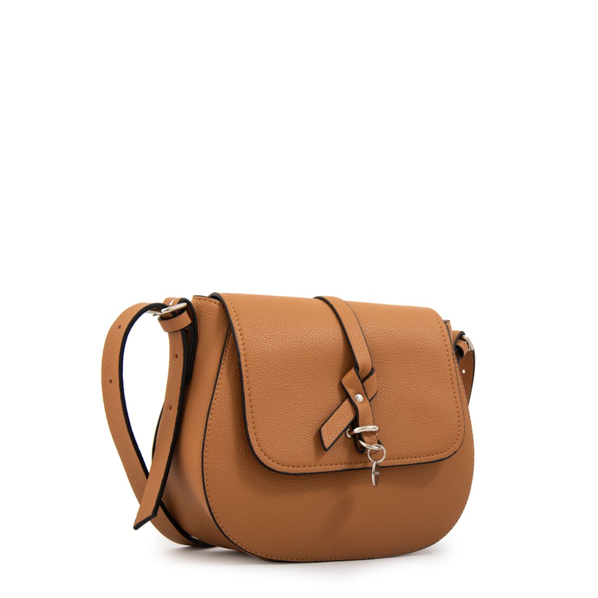 AMPHORA - Cartera bandolera con tapa lesage pequeña camel