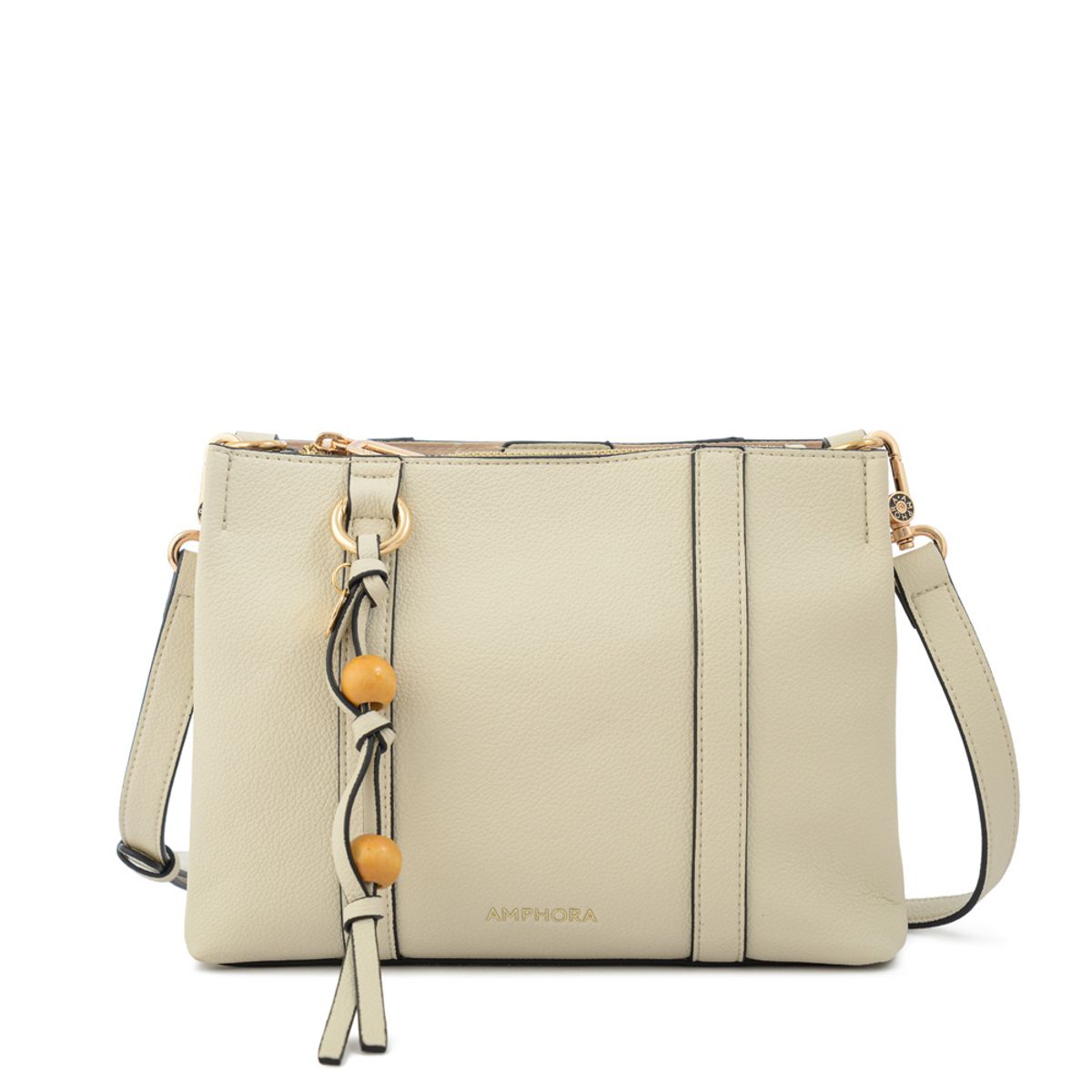 AMPHORA - Cartera bandolera valeria pequeña blanco crudo