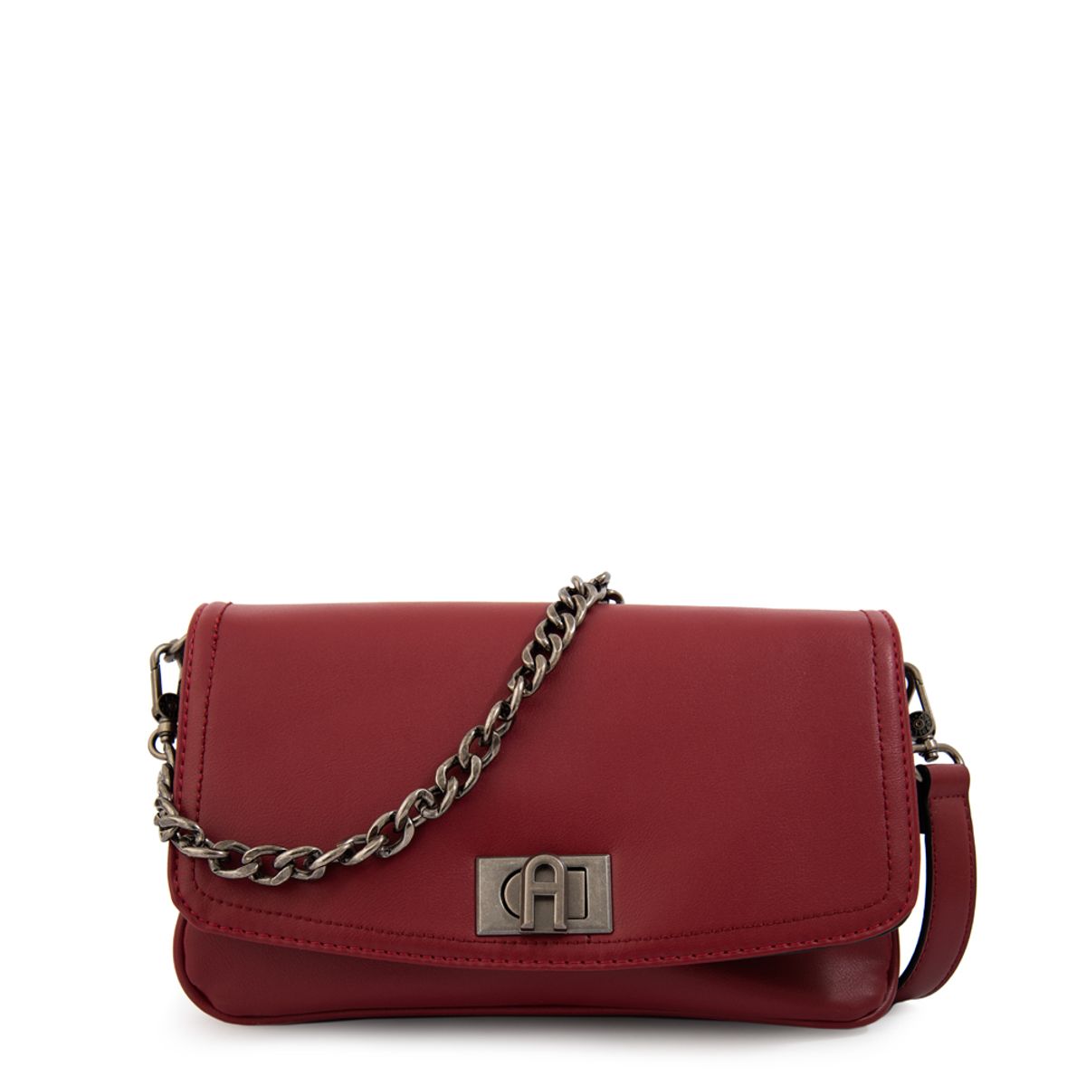 AMPHORA - Cartera bandolera con tapa anto mediana rojo oscuro