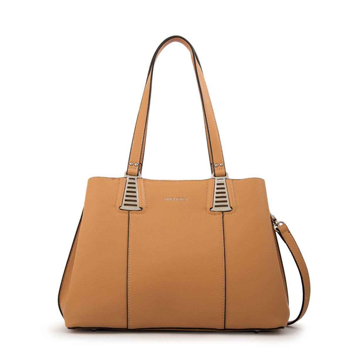 AMPHORA - Cartera tote tonina mediana beige oscuro